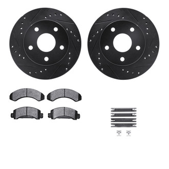 R1 Concepts® - Drilled and Slotted Front Brake Kit with Semi-Metalic Pads