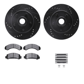 R1 Concepts® - Drilled and Slotted Front Brake Kit with Semi-Metalic Pads