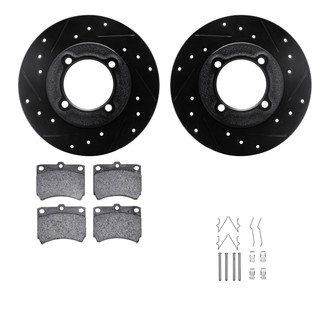 R1 Concepts® - Drilled and Slotted Brake Kit with Semi-Metalic Pads