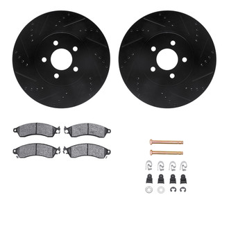 R1 Concepts® - Drilled and Slotted Front Brake Kit with Semi-Metalic Pads