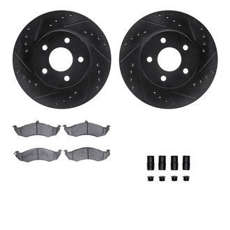 R1 Concepts® - Drilled and Slotted Front Brake Kit with Semi-Metalic Pads