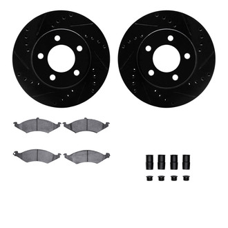R1 Concepts® - Drilled and Slotted Front Brake Kit with Semi-Metalic Pads