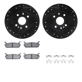R1 Concepts® - Drilled and Slotted Rear Brake Kit with Semi-Metalic Pads