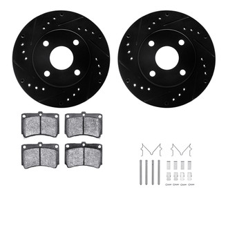R1 Concepts® - Drilled and Slotted Front Brake Kit with Semi-Metalic Pads