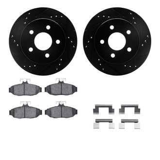 R1 Concepts® - Drilled and Slotted Rear Brake Kit with Semi-Metalic Pads