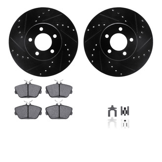 R1 Concepts® - Drilled and Slotted Front Brake Kit with Semi-Metalic Pads