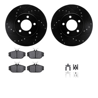 R1 Concepts® - Drilled and Slotted Front Brake Kit with Semi-Metalic Pads