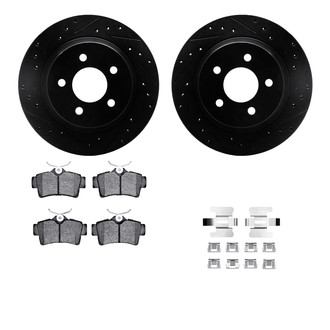 R1 Concepts® - Drilled and Slotted Rear Brake Kit with Semi-Metalic Pads