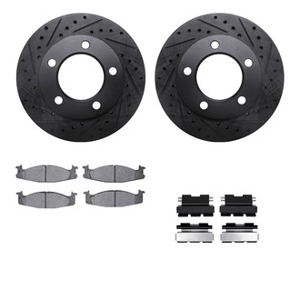 R1 Concepts® - Drilled and Slotted Front Brake Kit with Semi-Metalic Pads