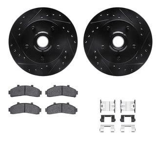 R1 Concepts® - Drilled and Slotted Front Brake Kit with Semi-Metalic Pads