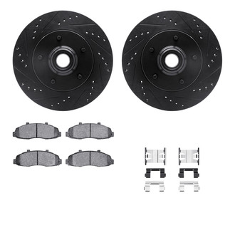 R1 Concepts® - Drilled and Slotted Front Brake Kit with Semi-Metalic Pads