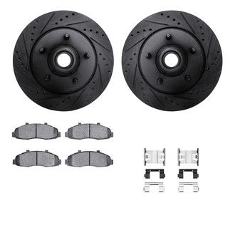 R1 Concepts® - Drilled and Slotted Front Brake Kit with Semi-Metalic Pads
