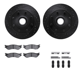 R1 Concepts® - Drilled and Slotted Front Brake Kit with Semi-Metalic Pads