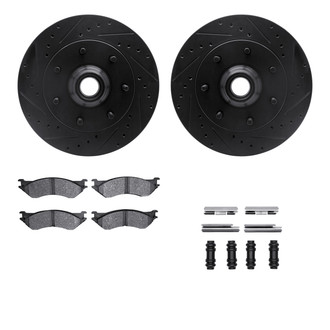 R1 Concepts® - Drilled and Slotted Front Brake Kit with Semi-Metalic Pads