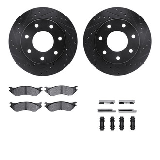 R1 Concepts® - Drilled and Slotted Front Brake Kit with Semi-Metalic Pads