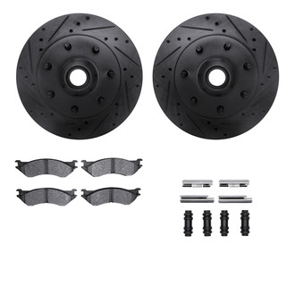 R1 Concepts® - Drilled and Slotted Front Brake Kit with Semi-Metalic Pads