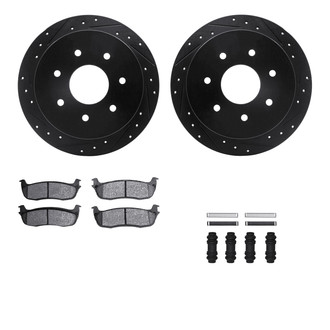 R1 Concepts® - Drilled and Slotted Rear Brake Kit with Semi-Metalic Pads