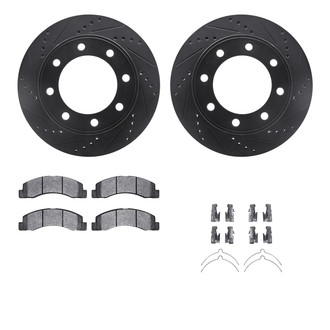 R1 Concepts® - Drilled and Slotted Front Brake Kit with Semi-Metalic Pads