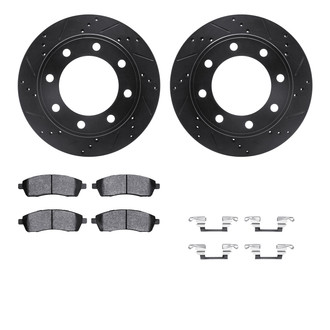 R1 Concepts® - Drilled and Slotted Rear Brake Kit with Semi-Metalic Pads