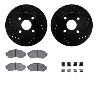 R1 Concepts® - Drilled and Slotted Front Brake Kit with Semi-Metalic Pads