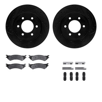 R1 Concepts® - Drilled and Slotted Brake Kit with Semi-Metalic Pads