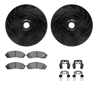R1 Concepts® - Drilled and Slotted Front Brake Kit with Semi-Metalic Pads