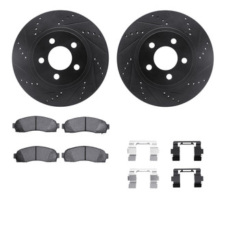 R1 Concepts® - Drilled and Slotted Brake Kit with Semi-Metalic Pads