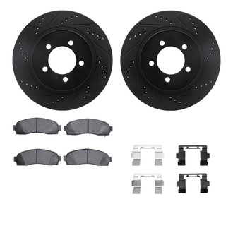 R1 Concepts® - Drilled and Slotted Front Brake Kit with Semi-Metalic Pads