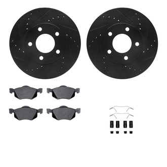R1 Concepts® - Drilled and Slotted Front Brake Kit with Semi-Metalic Pads