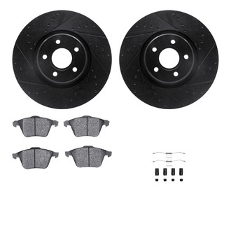 R1 Concepts® - Drilled and Slotted Front Brake Kit with Semi-Metalic Pads