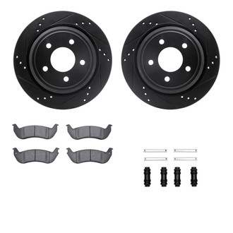 R1 Concepts® - Drilled and Slotted Rear Brake Kit with Semi-Metalic Pads