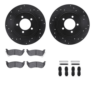 R1 Concepts® - Drilled and Slotted Rear Brake Kit with Semi-Metalic Pads