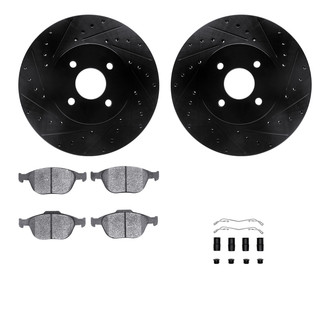 R1 Concepts® - Drilled and Slotted Front Brake Kit with Semi-Metalic Pads