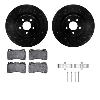 R1 Concepts® - Drilled and Slotted Front Brake Kit with Semi-Metalic Pads