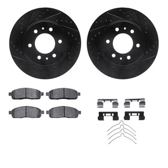 R1 Concepts® - Drilled and Slotted Front Brake Kit with Semi-Metalic Pads