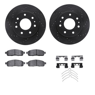 R1 Concepts® - Drilled and Slotted Front Brake Kit with Semi-Metalic Pads