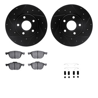 R1 Concepts® - Drilled and Slotted Front Brake Kit with Semi-Metalic Pads