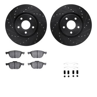 R1 Concepts® - Drilled and Slotted Front Brake Kit with Semi-Metalic Pads