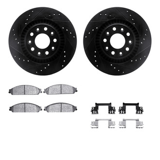 R1 Concepts® - Drilled and Slotted Front Brake Kit with Semi-Metalic Pads