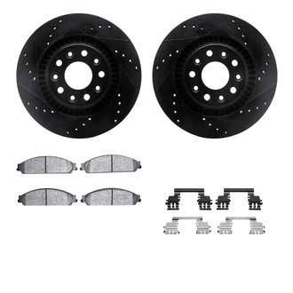 R1 Concepts® - Drilled and Slotted Front Brake Kit with Semi-Metalic Pads
