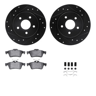 R1 Concepts® - Drilled and Slotted Rear Brake Kit with Semi-Metalic Pads