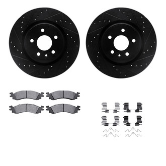 R1 Concepts® - Drilled and Slotted Front Brake Kit with Semi-Metalic Pads