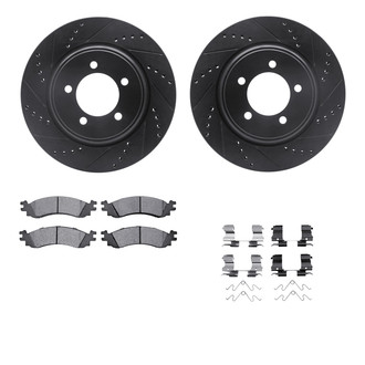R1 Concepts® - Drilled and Slotted Front Brake Kit with Semi-Metalic Pads