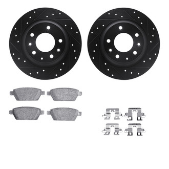 R1 Concepts® - Drilled and Slotted Rear Brake Kit with Semi-Metalic Pads
