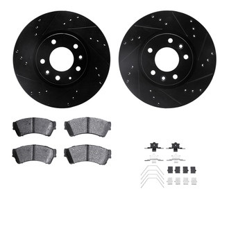 R1 Concepts® - Drilled and Slotted Front Brake Kit with Semi-Metalic Pads