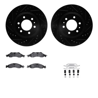 R1 Concepts® - Drilled and Slotted Brake Kit with Semi-Metalic Pads