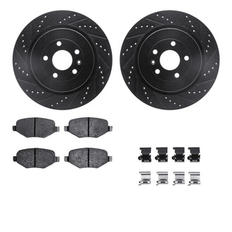 R1 Concepts® - Drilled and Slotted Rear Brake Kit with Semi-Metalic Pads