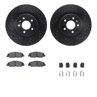 R1 Concepts® - Drilled and Slotted Front Brake Kit with Semi-Metalic Pads