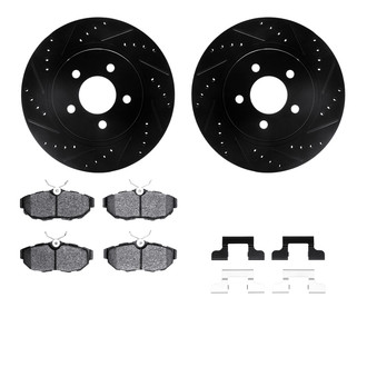 R1 Concepts® - Drilled and Slotted Rear Brake Kit with Semi-Metalic Pads