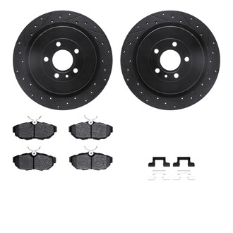 R1 Concepts® - Drilled and Slotted Rear Brake Kit with Semi-Metalic Pads
